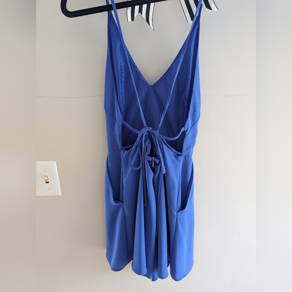 Lush Blue Open Back Romper - Picture 4 of 7